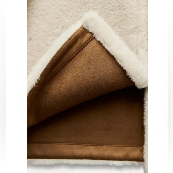 Zara FAUX FUR JACKET WITH FIREMAN CLASP - Picture 13 of 14